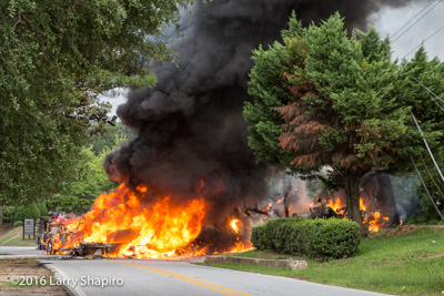 truck destroyed by fire after hitting a utility pole on Johnson Road in Forest Park GA Clayton County 7-19-16 Larry Shapiro photographer shapirophotography.net